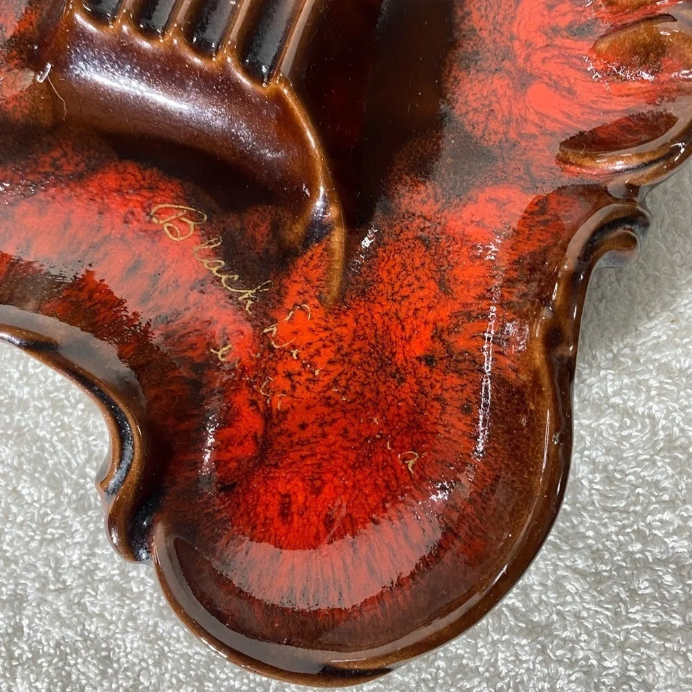 Vintage MCM K13 Canada McMaster Orange Brown Glaze Ceramic Ashtray Trinket Dish - Picture 7 of 12